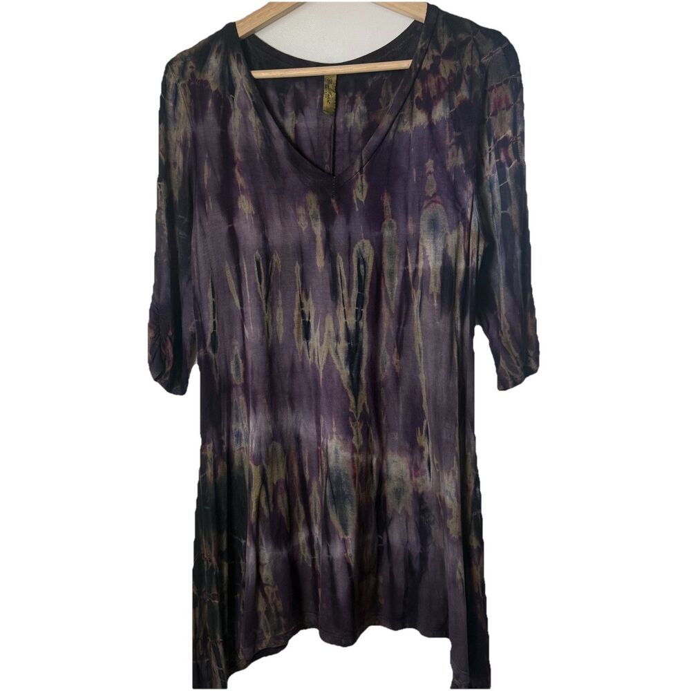 Pure Intent Top Women's Medium Tie-Dye Tunic Asymmetrical Art Yoga Lagenlook